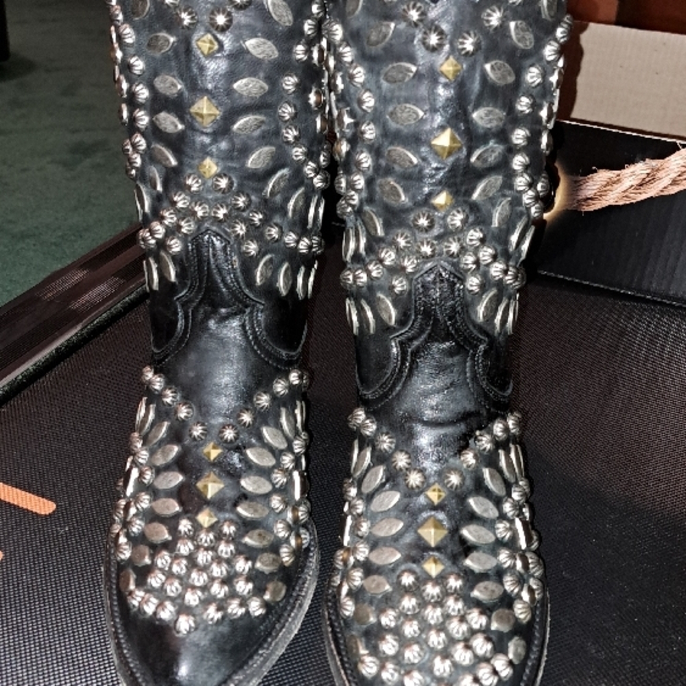 Old Gringo Studded Tino 10" Black Heeled Boots
